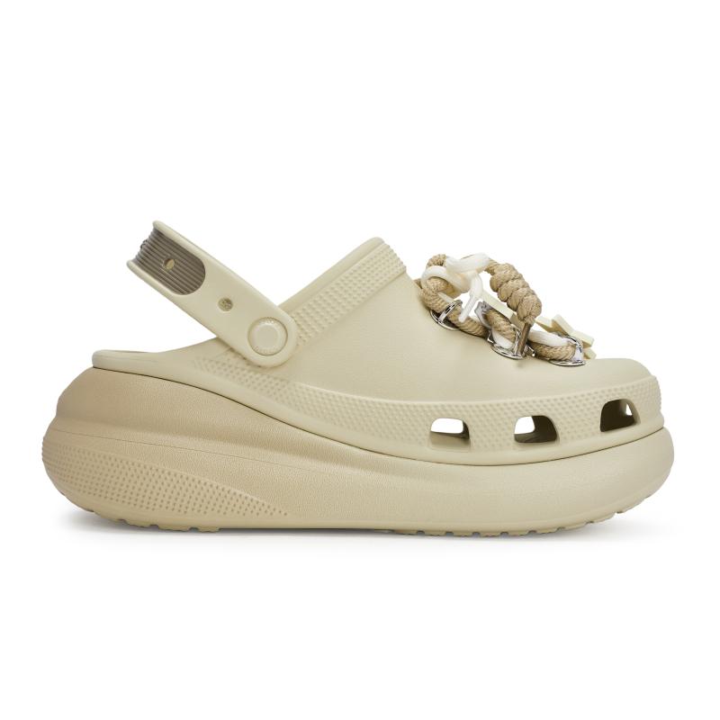 Crocs Crush Clog REGO Hot Dog Bear Honey Pot Paw Print Cute Star Stepping on Poop Feeling Hole Shoes Unisex Bone White Brown