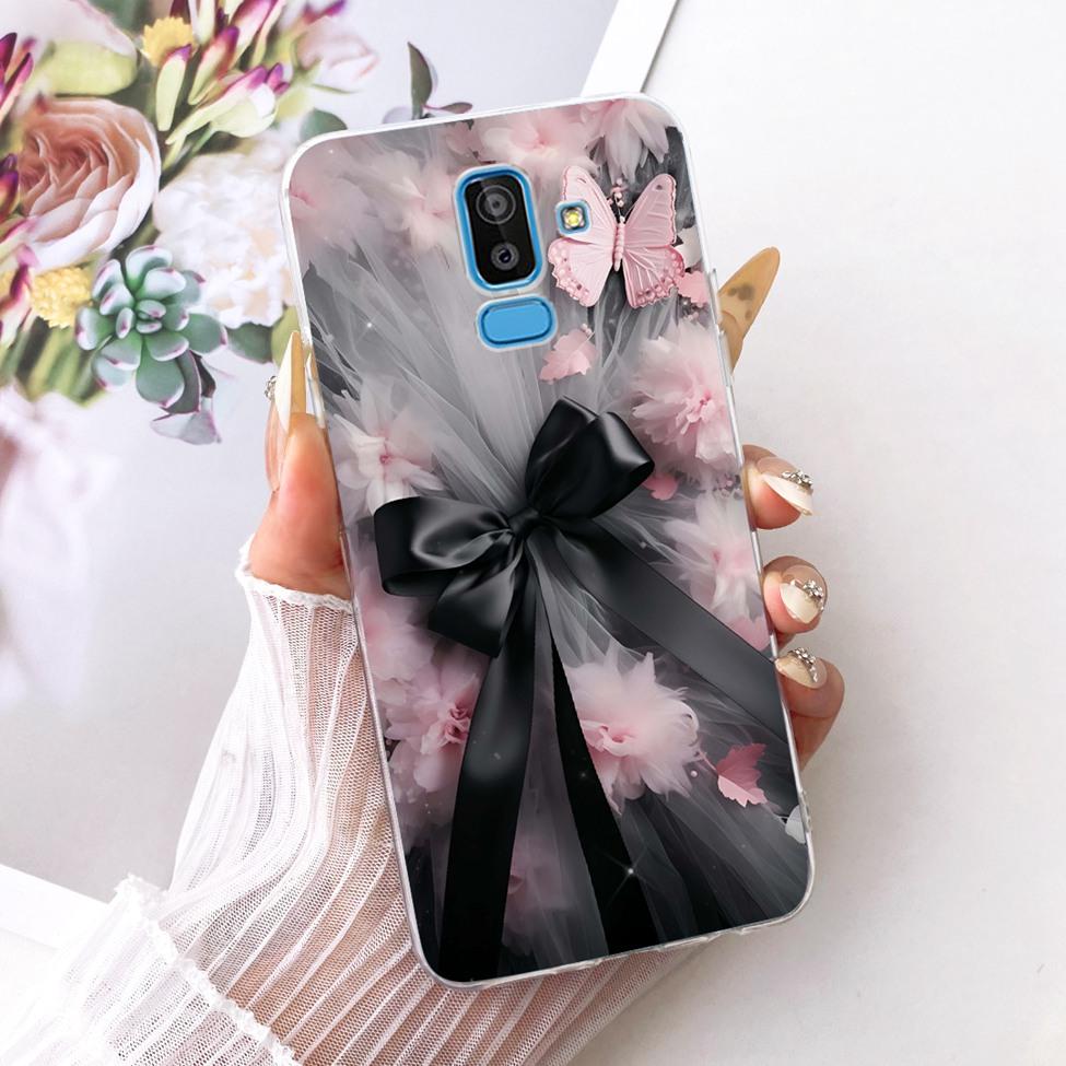 Clear Cover For Samsung J8 2018 Case SM-J810G Cute Cat Fashion Butterfly Funny 2D Painted Casing For Samsung Galaxy J8 2018