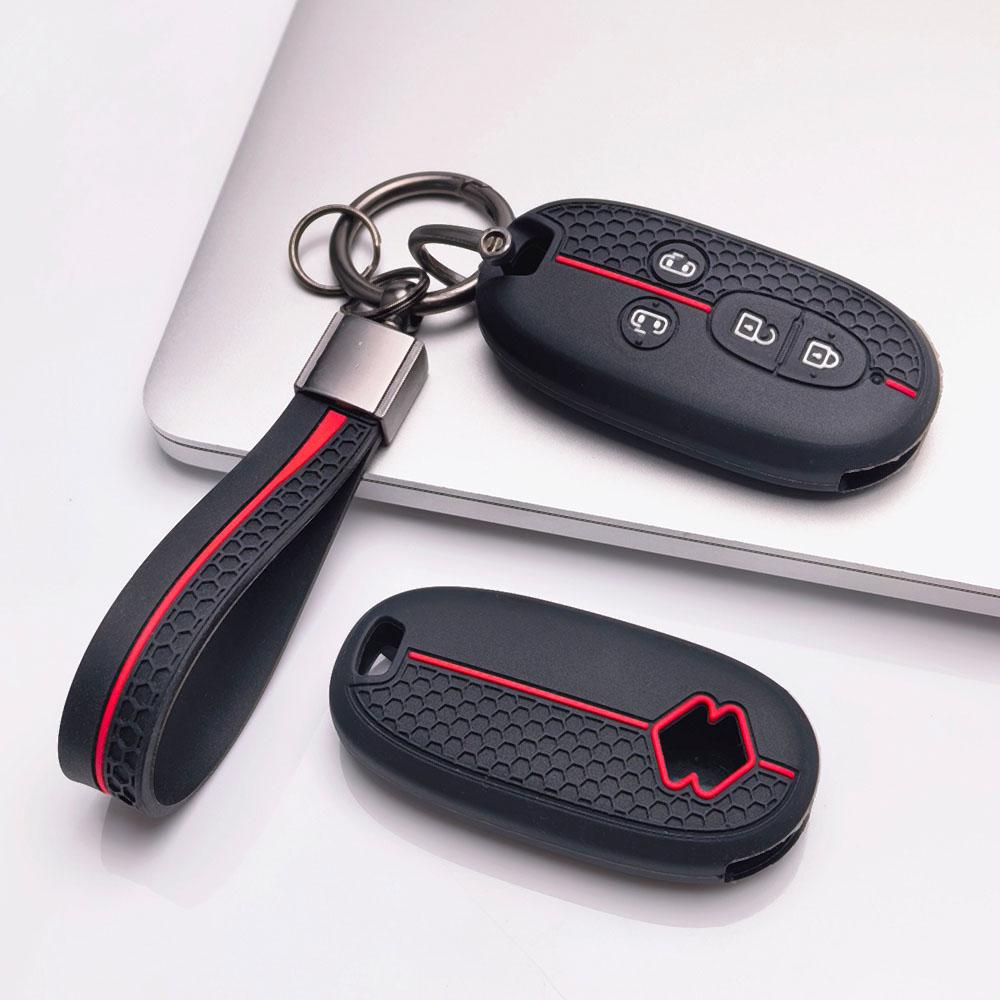 Premium Silicone Car Key Fob Cover For Suzuki Kizashi Wagon R Solio Spacia Swift With Keychain Soft Silicone Car Interior Accessories
