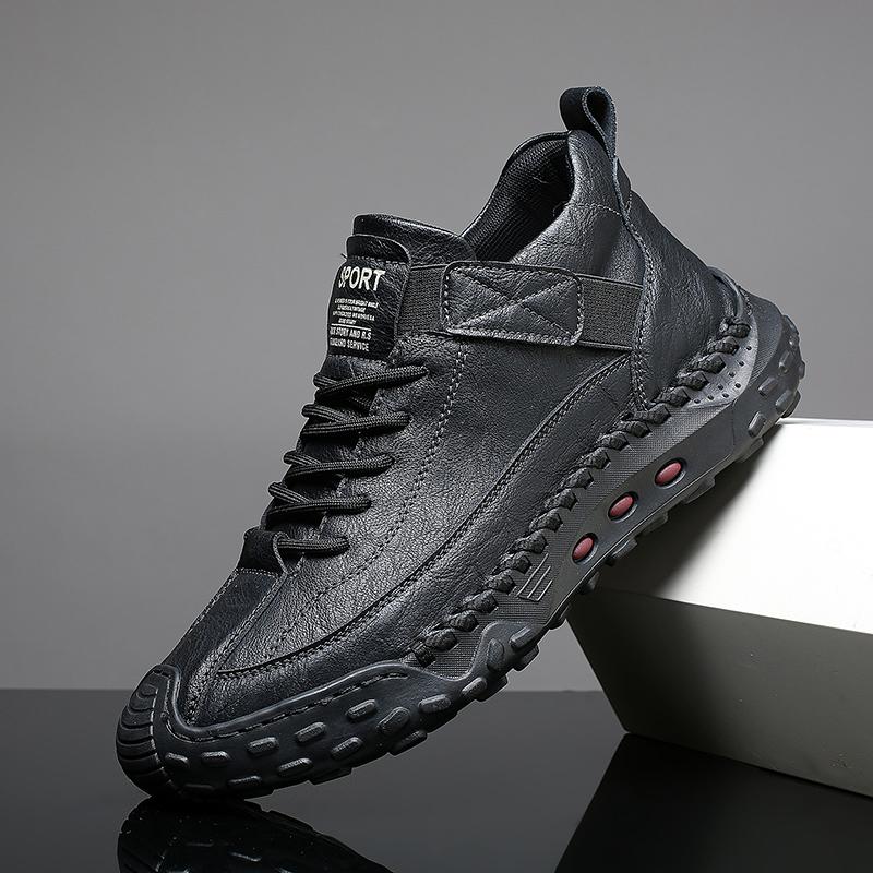 Hand-stitching Leather Men Boots Comfortable Casual Leather Shoes Men Ankle Boots