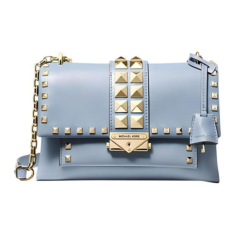 

Michael Kors Mk Cece Studded Color Block Flap Chain Leather Shoulder Bag Medium Women Shoulder Bag Blue 30S9G0EL6L-PALE-BLUE Basic Set (Bag+Dust Bag)