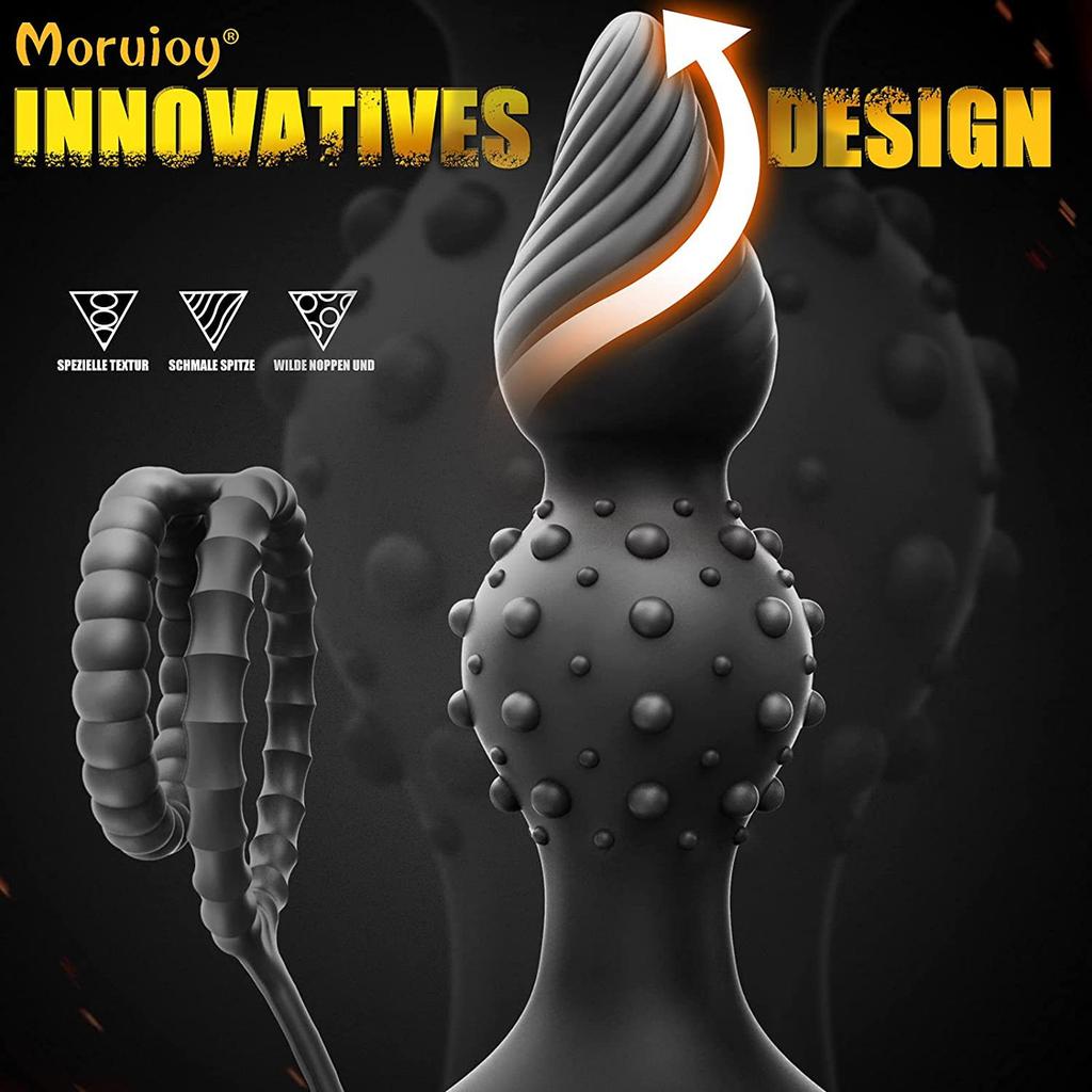 Remote Control Prostate Massager 10-Speed Vibrating Anal Plug with Cock Ring Body-Safe Silicone Adult Toy for Men