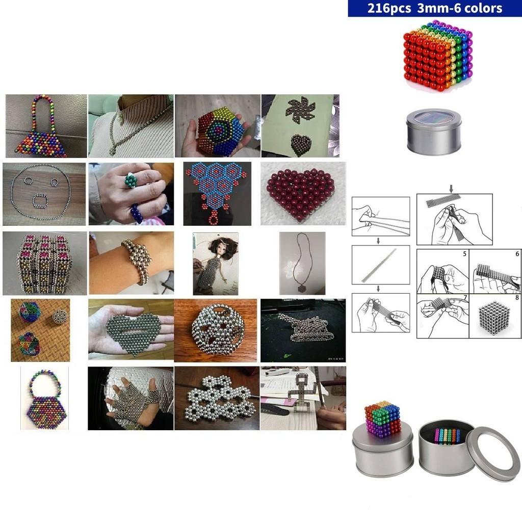 Magnetiske Stressavlastningskuler 216 Stykker 3mm 5mm Magiske Magnetkuler Leketøy