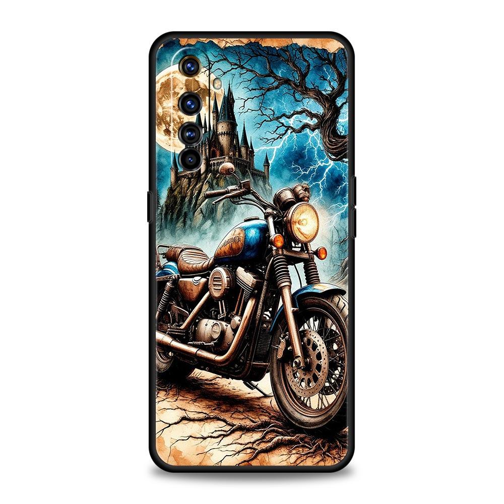 Colors Vintage Motorcycle Painted Case For Realme C67 C63 C55 C53 C35 C25 C21 GT 2 3 5 6 10 11 12 13 Pro 5G Soft TPU Phone Cover