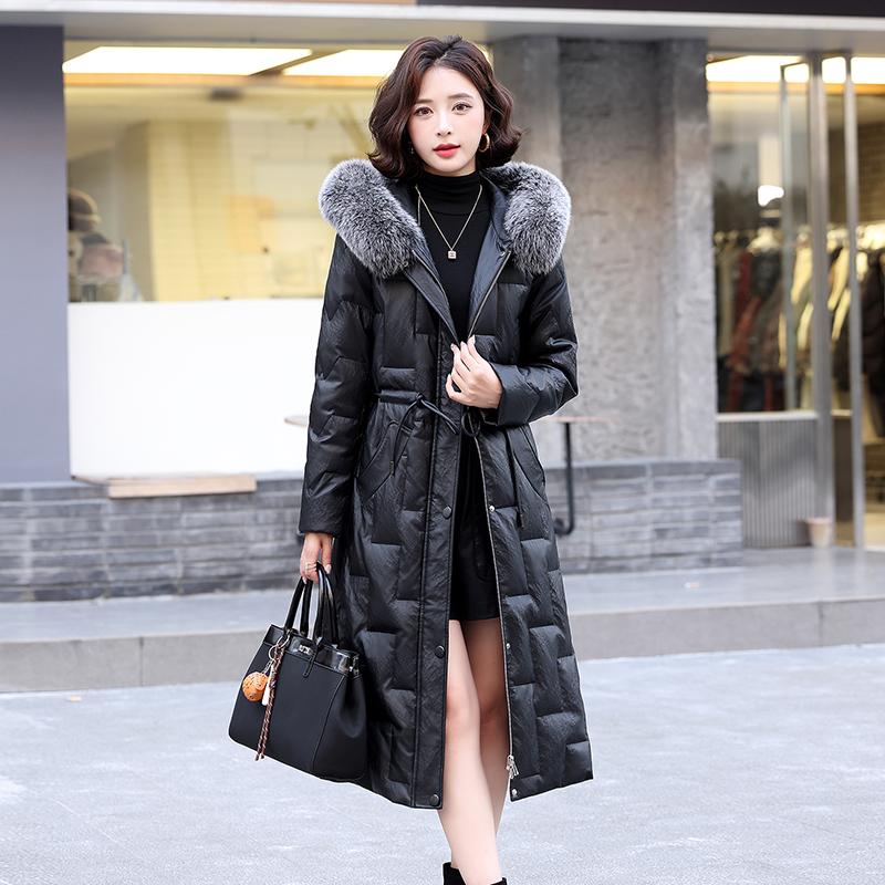 Winter new coat female mother white duck down jacket knee long thickened large size coat large size