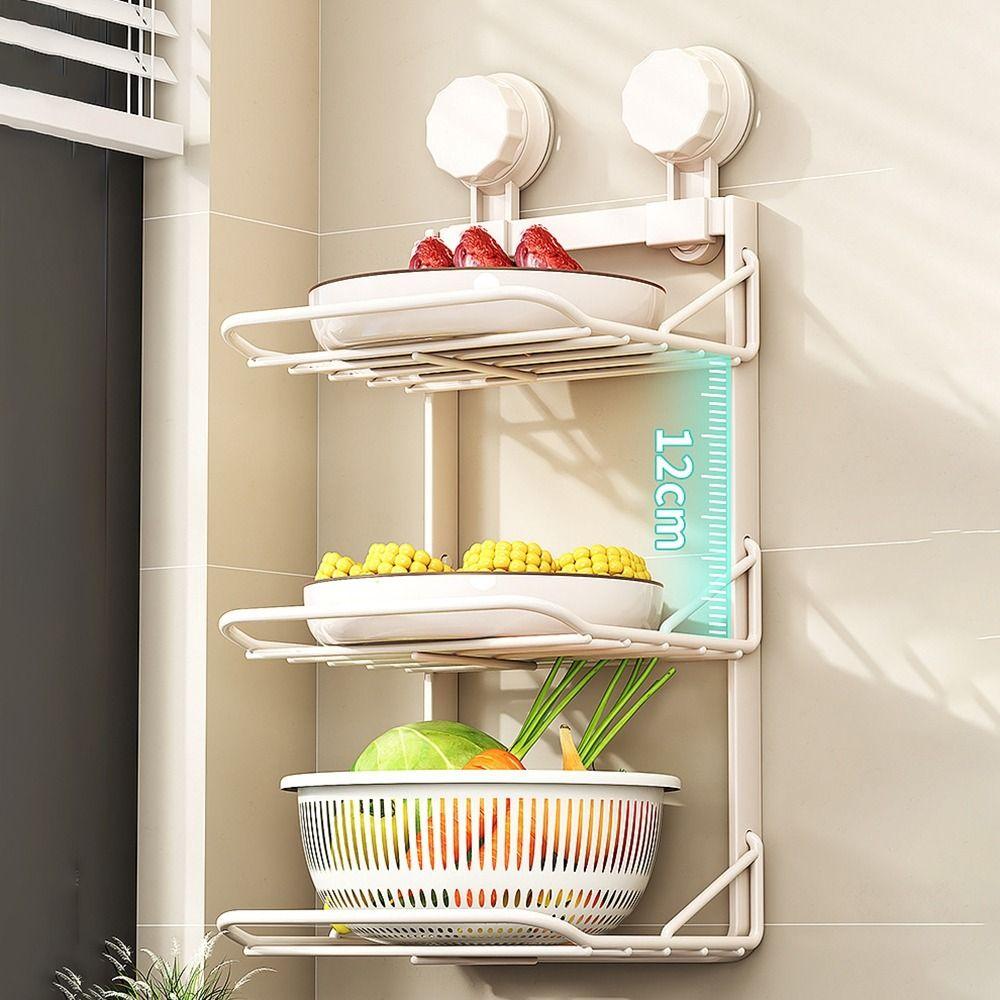 Carbon Steel 3 Layers Foldable Storage Tray Suction Cup Food Sorting Tray  Side Dish