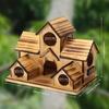 Natürliches Holz Vogelhaus Handgefertigt Wasserdicht Garten Hof Außen Hängend Vogelfutterspender Villa Nest für Wildvögel Dekoration