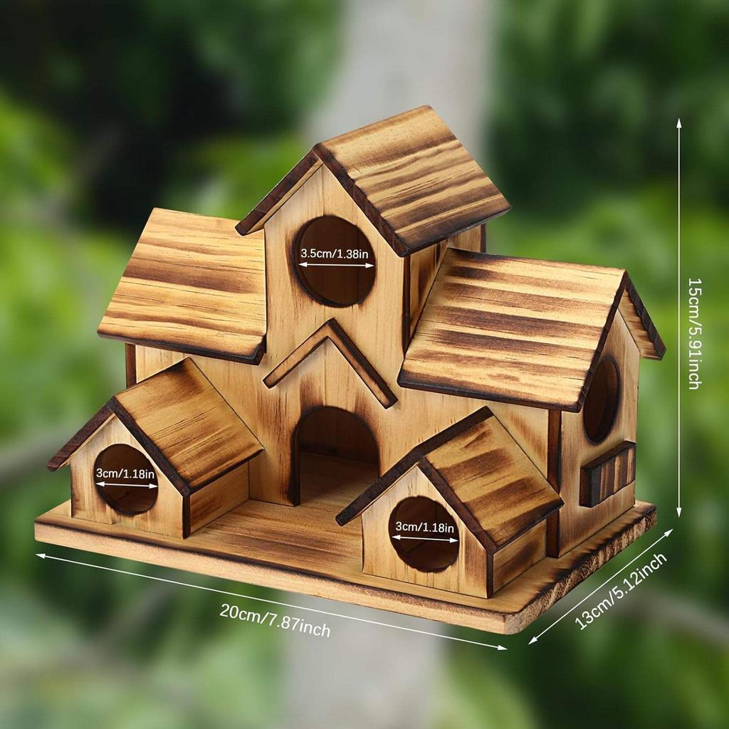 Natürliches Holz Vogelhaus Handgefertigt Wasserdicht Garten Hof Außen Hängend Vogelfutterspender Villa Nest für Wildvögel Dekoration
