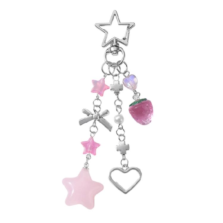Cute Keychains for Girls,Lovely Car Keychain Accessories,Key Purse Handbag Charms for Women Bows Star Heart Keychain