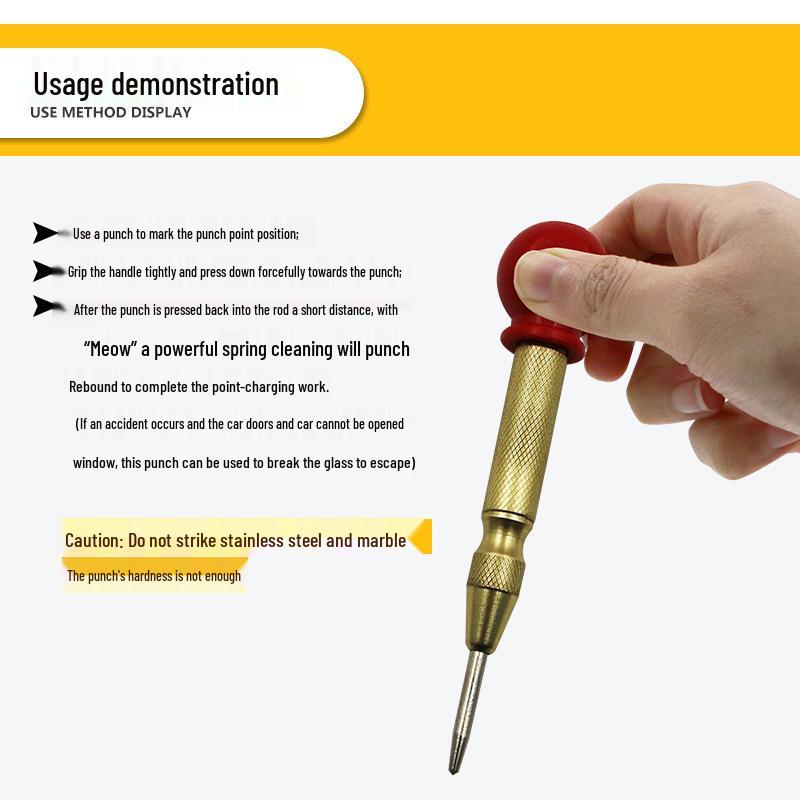 Semi-Automatic Center Punch Locator & Auto Glass Breaker Tool with Handle