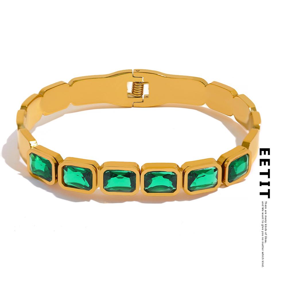 

Eetit Bling Зеленый Белый Цирконий Браслет Из Нержавеющей Стали Водонепроницаемый Тренд Высокое Качество Модные Ювелирные Изделия Женские Партии