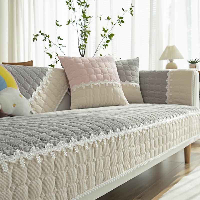 Sofakissen Plüsch Einfaches rutschfestes Kissen Vier Jahreszeiten Universal Winter Ledersofabezug Handtuch Rückenlehnenbezug Tuch