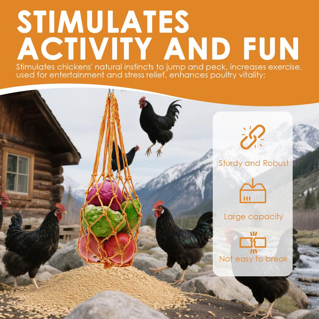 8Pcs Chicken Vegetable Net String Bag Fruit Hanging Feeder with Hook Large Capacity Feeding Tool for Hen Goose Duck Large Birds