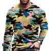 Tide Camouflage Pattern Tričko evropské velikosti s dlouhým rukávem Pro pánské Ležérní Podzimní Trend Trička s kulatým výstřihem