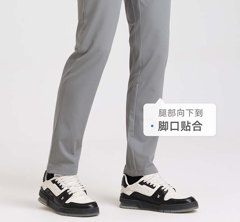 Langdeng Men's Spring/Summer Stretch Machine Washable Breathable Sweat Wicking Straight Leg Casual Pants with High Elasticity and Wrinkle Resistance