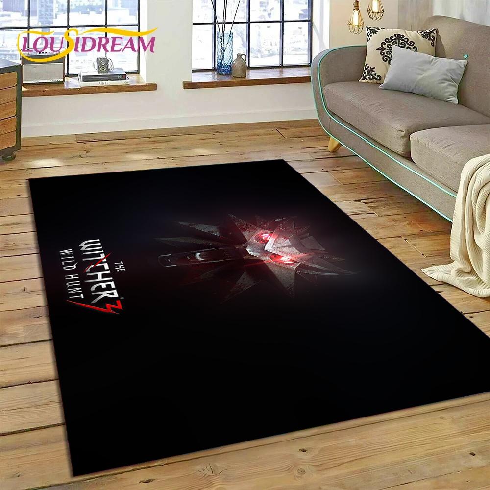 Tappeto The W-Witcher 3 Game Wild Hunt per Soggiorno Camera da Letto Decorazione Casa, Tappetino Antiscivolo Decorazione per Divano Zerbino