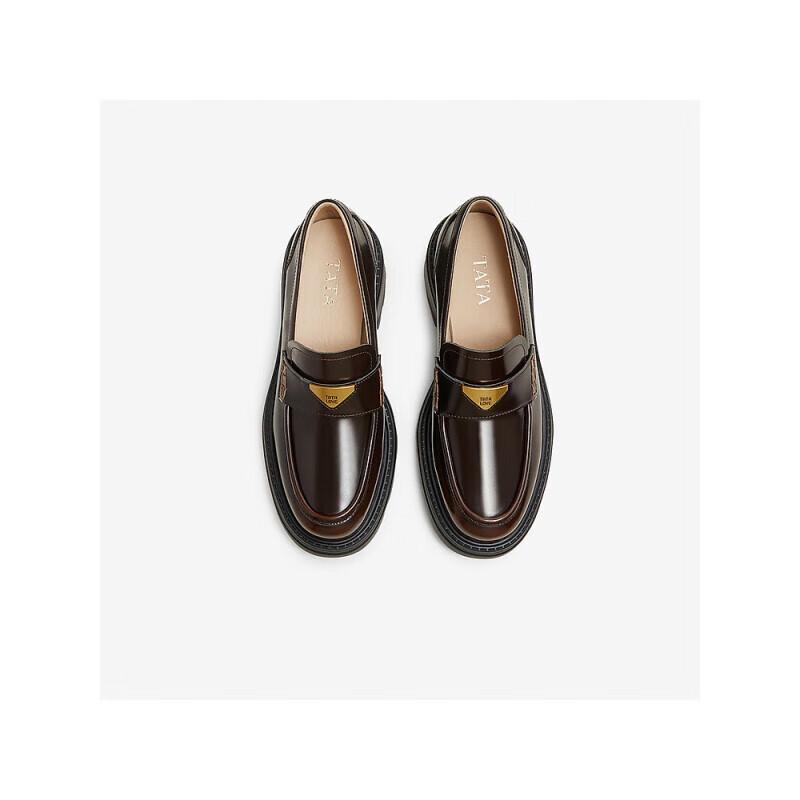 TATA Women s Chunky Heel Loafers 36