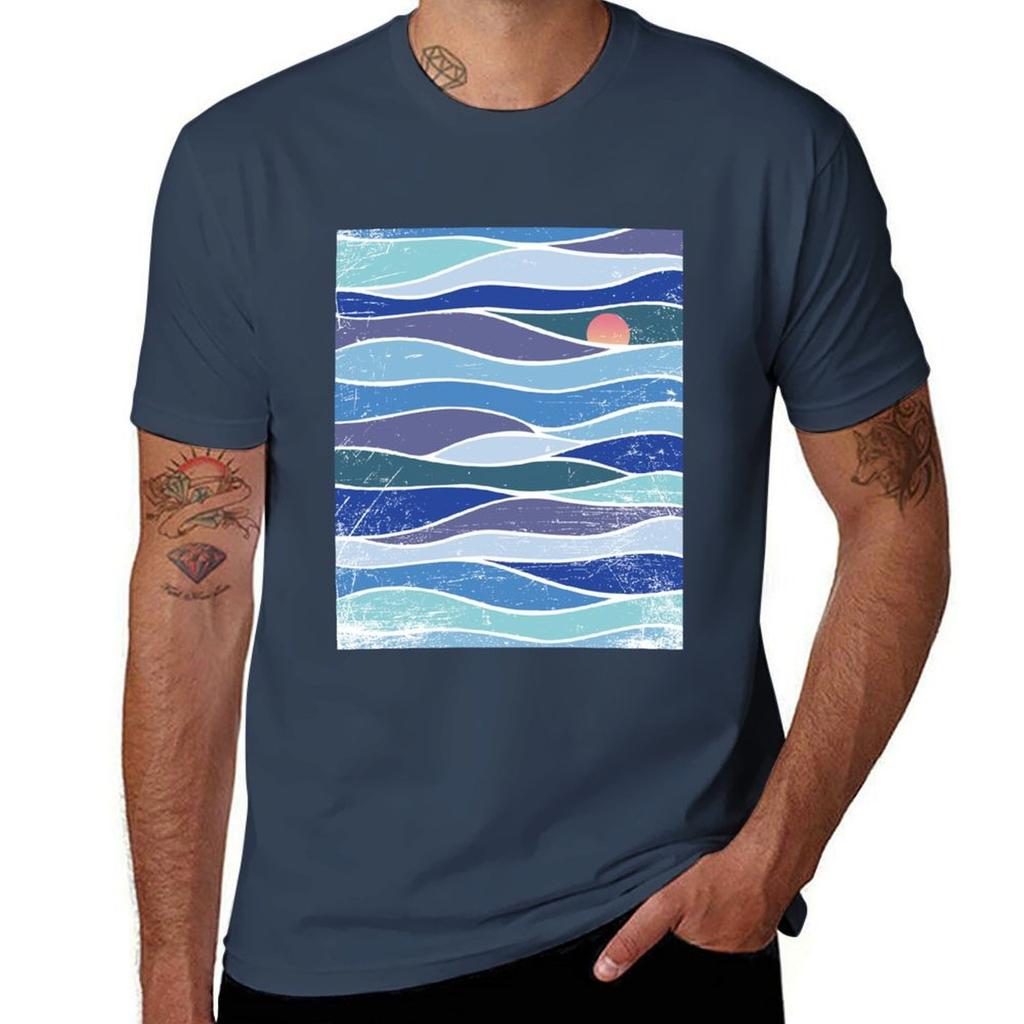 Waves And Sun Tshirt Work Wear Short Sleeve Tshirt