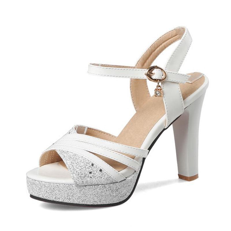 Women Sandals 11CM High Heels Glitter Summer Open Toe Night Club Party Shoes Female Platform Sandals Large Size 41 42 43 WSH5317