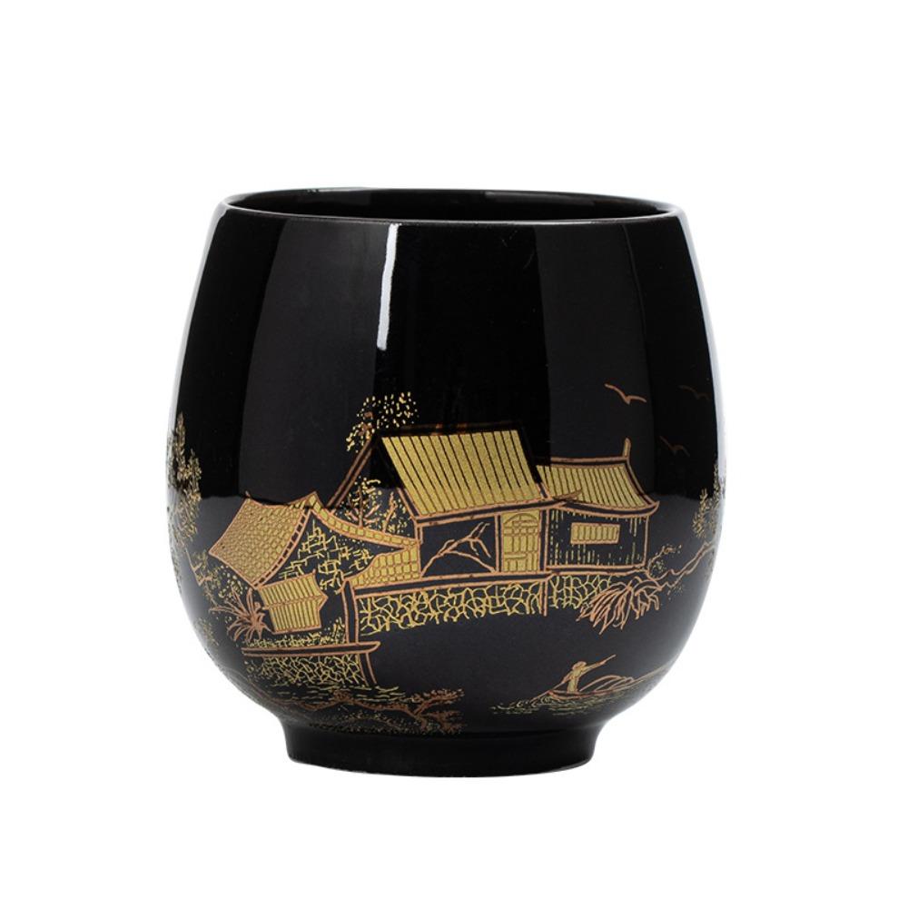 2pcs Elegant Japanese-style Ceramic Teacup with Glaze 180ml Simple Master Mug Smooth Surface Retro Kung Fu Tea Cup Tea Room