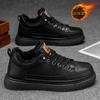 Winter Velvet Martin Boots Waterproof and Non-slip Short Boots Thickened Warm Cotton Shoes Black Leather Shoes Short Boots