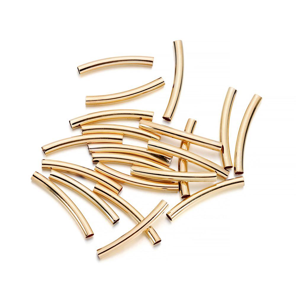 2024 New Smooth Silver Woven Bent Tube and Hollow Copper Tube Beads for DIY Bracelets