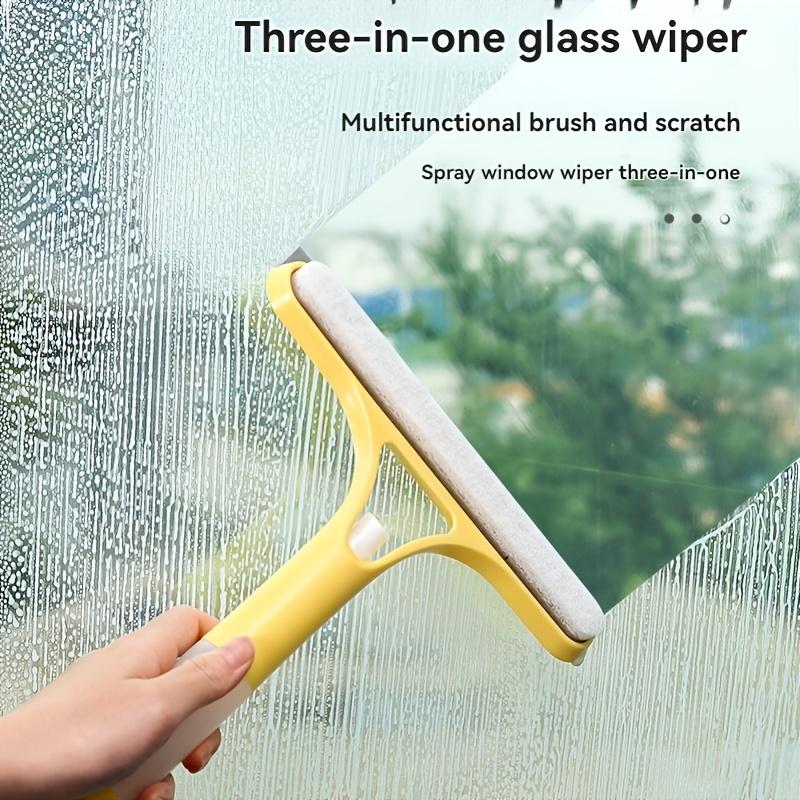 3-in-1 Multifunctional Glass Cleaning Tool with Sprayer, Plastic, for Kitchen, Toilet - Efficient Mirror and Window Scraper