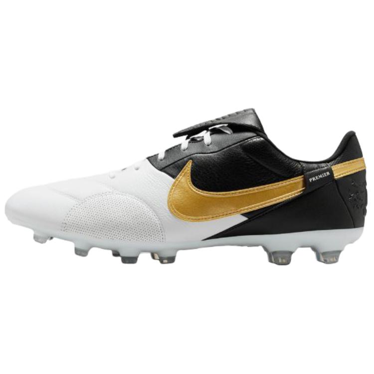 Nike Premier 3 Versatile Comfortable FG (Rubber Long Stud) Non-Slip Durable Soccer Shoes Unisex Soccer Shoes Black White Gold HM0265-174