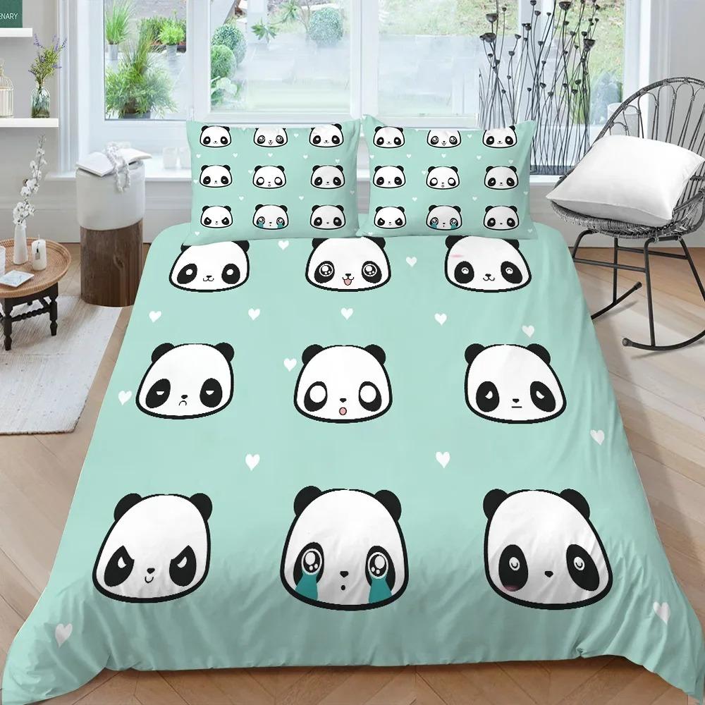 Panda Bedding Set for Kids Boys Girls Cute Cartoon Giant Panda Duvet Cover Set KingQueen Size Yellow Soft Polyester Quilt Cover