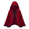 Children's Velvet Cape Cloak for Halloween, Cosplay, Christmas, and Stage In Red