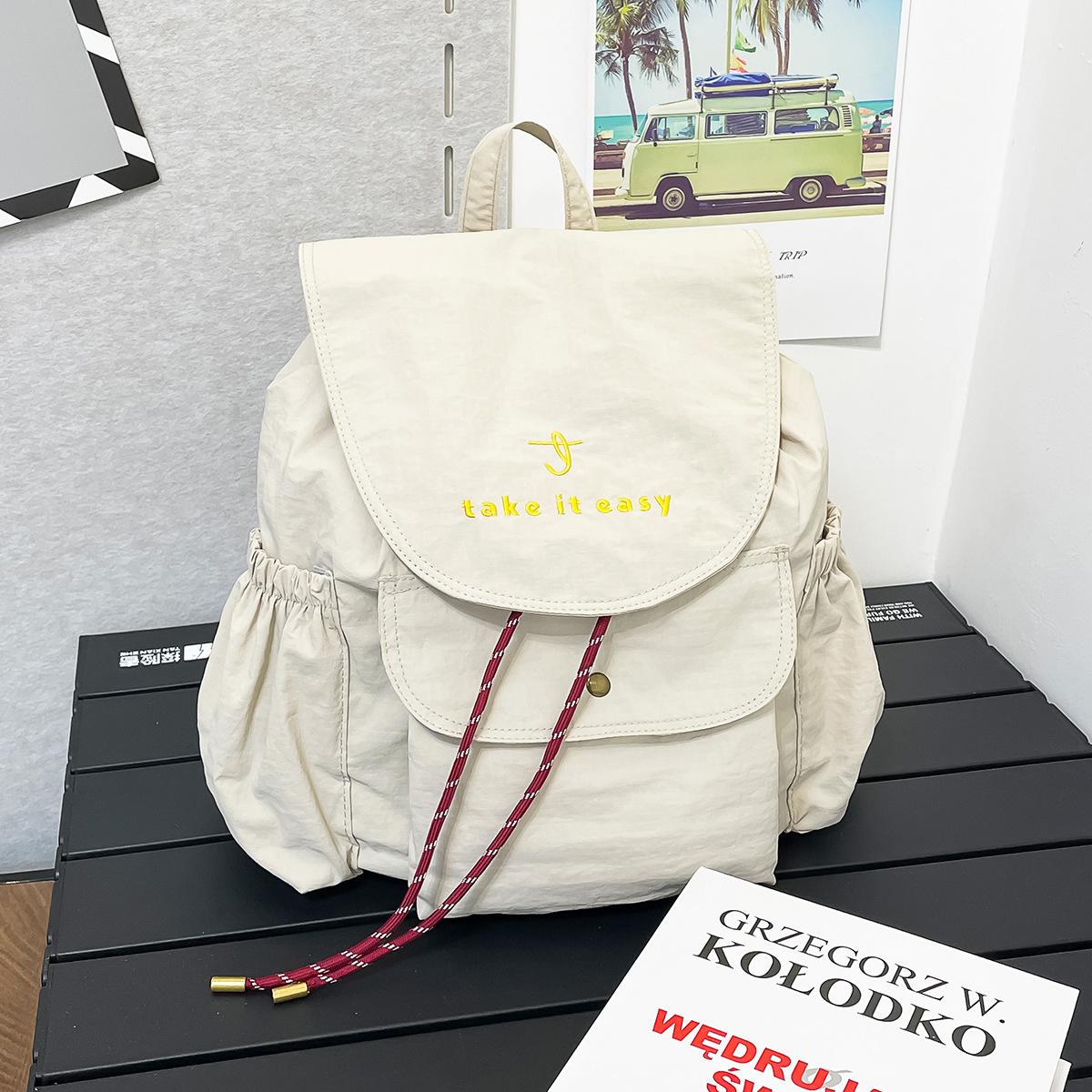 Korean version of canvas backpack bag for women s new fashion simple college style backpack casual large-capacity schoolbag for women белый