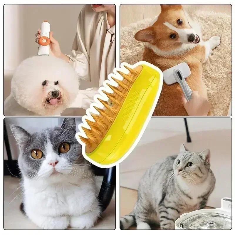 Cats Comb Dog Grooming Massage Pet For Dogs Steam Pets Electric Spray Triple Hair Removal Brushes Supplies Removes Hairs Home