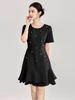 Elegant French Beaded Ruffle Hem Patchwork Gauze Dress for Women - Summer New Arrival