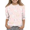 Kids Animal Print Crew Neck 3/4 Sleeve Casual T Shirt Soft Fabric Comfortable Fit Lightweight Design Suitable for Everyday Wear