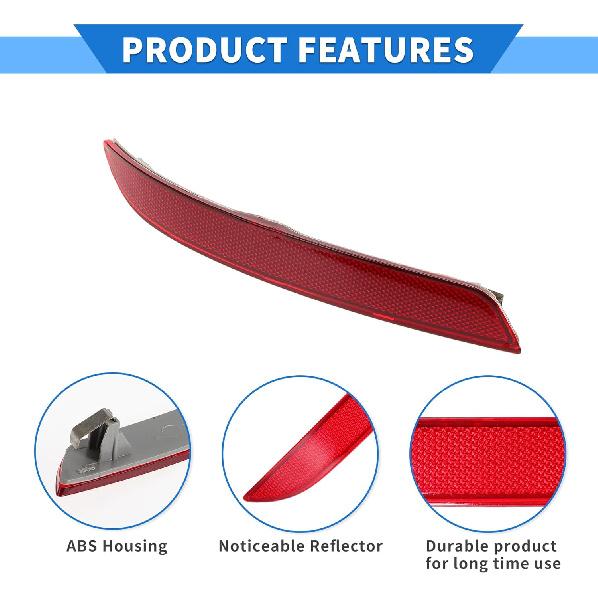 Bilstötfångarreflektor Kompatibel för BMW 528i 2012-2016, Hållbar Plast Röd Bakre Vänster Stötfångarreflektor Sidomarkör