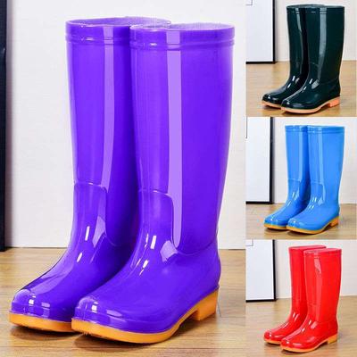 High Rain Boots Rain Shoes Waterproof Shoes Glue Shoe Cover Shoes Women's Fashion Medium Tube Velvet Cotton Warm Adult Non-slip Kitchen Summer