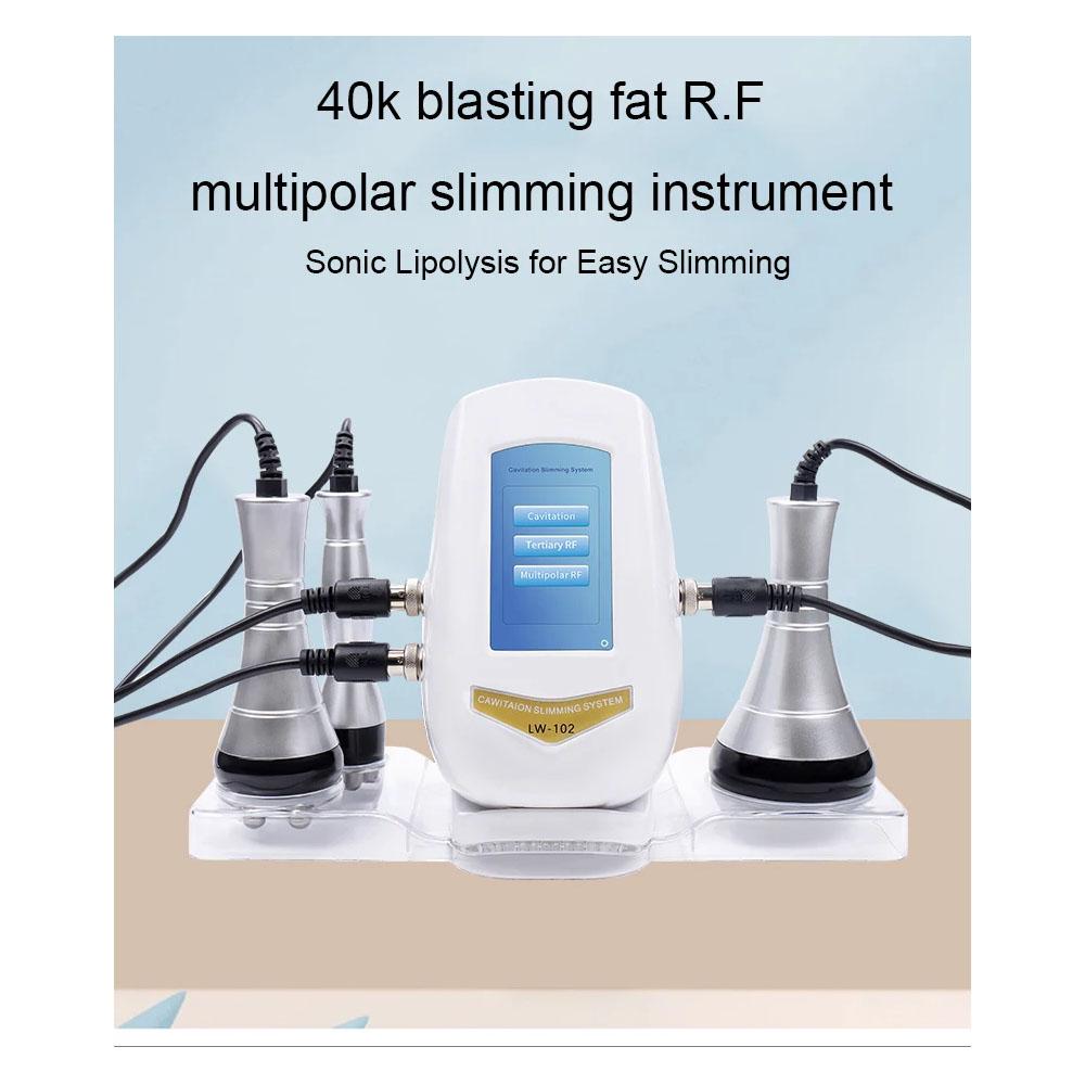 40KHz 3-in-1 Ultrasonic Cavitation RF Beauty Device with Stand - Body Shaping, Facial Tightening & Lifting Massage Machine