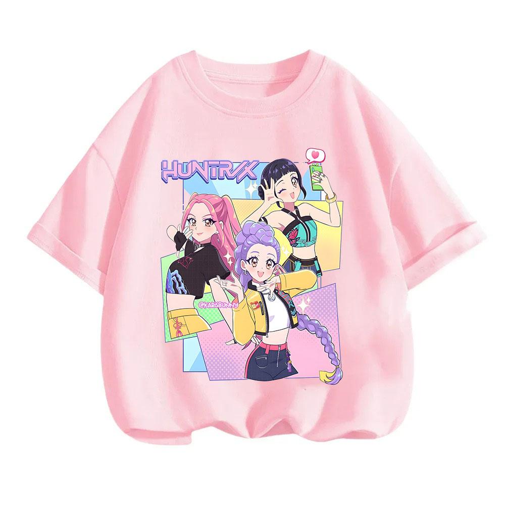 KPop Demon Hunters Children's T-shirt Cotton Korean Fashion Casual Round-neck Top Movie Cartoon Girl Boy Tshirt Kid Tees