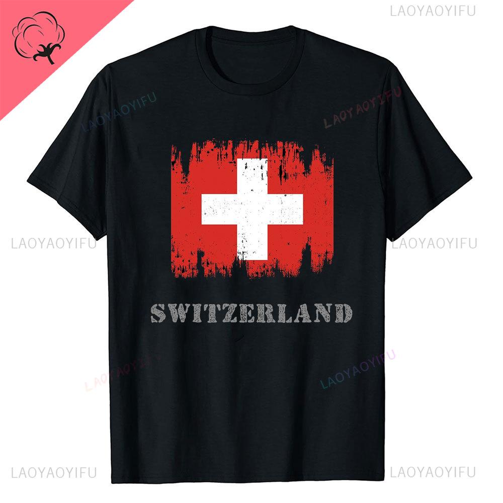 Super Swiss Proud Switzerland Flag T Shirts Man ShortSleeve Fashion Hipster T Shirt Clothing Casual Summer Basic Loose Tee