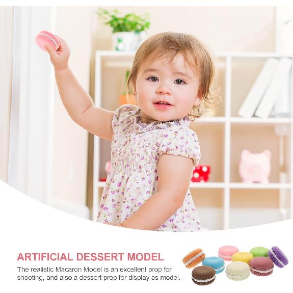 Totority Artificial Macaron - 9pcs French Dessert Food Props, Cupcake, Fake Donuts, Cake, Doughnuts, Macaroon Home Supplies