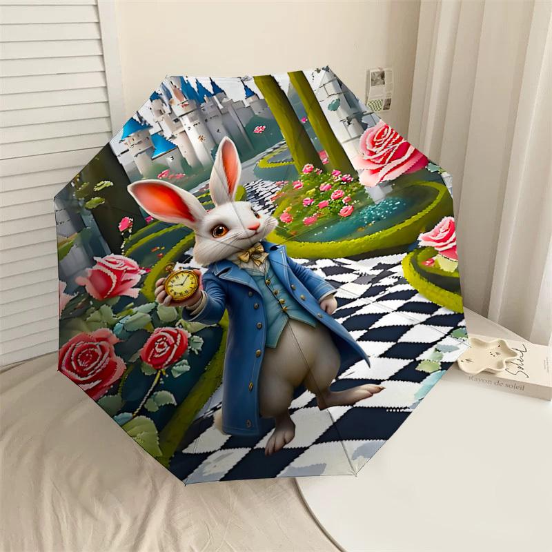 

1PC Alice in Wonderland rabbit Umbrella-8-Rib Reinforced, Automatic Open, Lightweight & Durable, Cute Fashion Accessory for Outdoor-T129