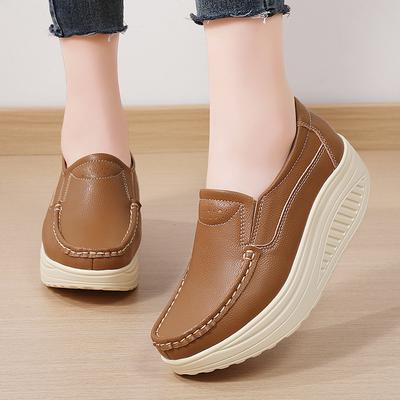 Pantofi Rocker de Damă la Modă, Pantofi cu Platformă din Piele PU, Pantofi Casual Impermeabili pentru Mers, Muncă, Mocasini Slip-on