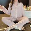 Cute Girl Princess Style New Long-Sleeved Ice Silk Pajamas Women'S Summer Sweet Lace Loungewear Two-Piece Set