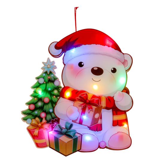 Glowing Santa Door Hanger LED Christmas Decor with Reindeer Snowman DIY Lighted Holiday Hanging Ornaments for Window Mantel Decorations