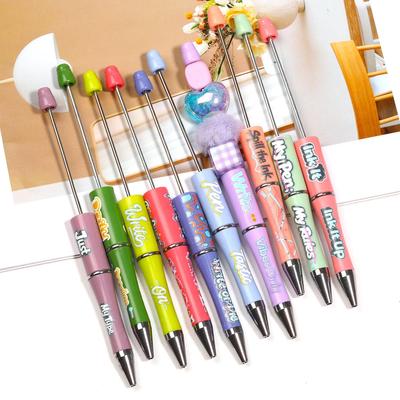 Stylo Acrylique Créatif Torsadé avec Perles pour Étudiants