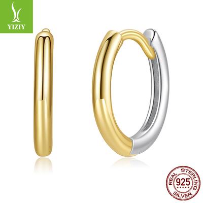 S925 Sterling Silver Gold And Silver Two-Color Ear Buckle Women'S Simple And Cold Advanced Sense Plated K Gold Earrings Earrings