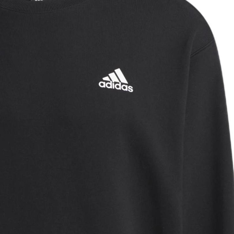 Adidas Solid Color Crew Neck Logo Print Long Sleeve Sweatshirt Unisex Tops Black H37067