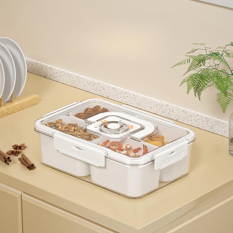 

Ящик для хранения в холодильнике 2/4/8 сетка овощи фрукты закуски с крышкой секционный поднос для сервировки конфеты закуски холодильник органайзер