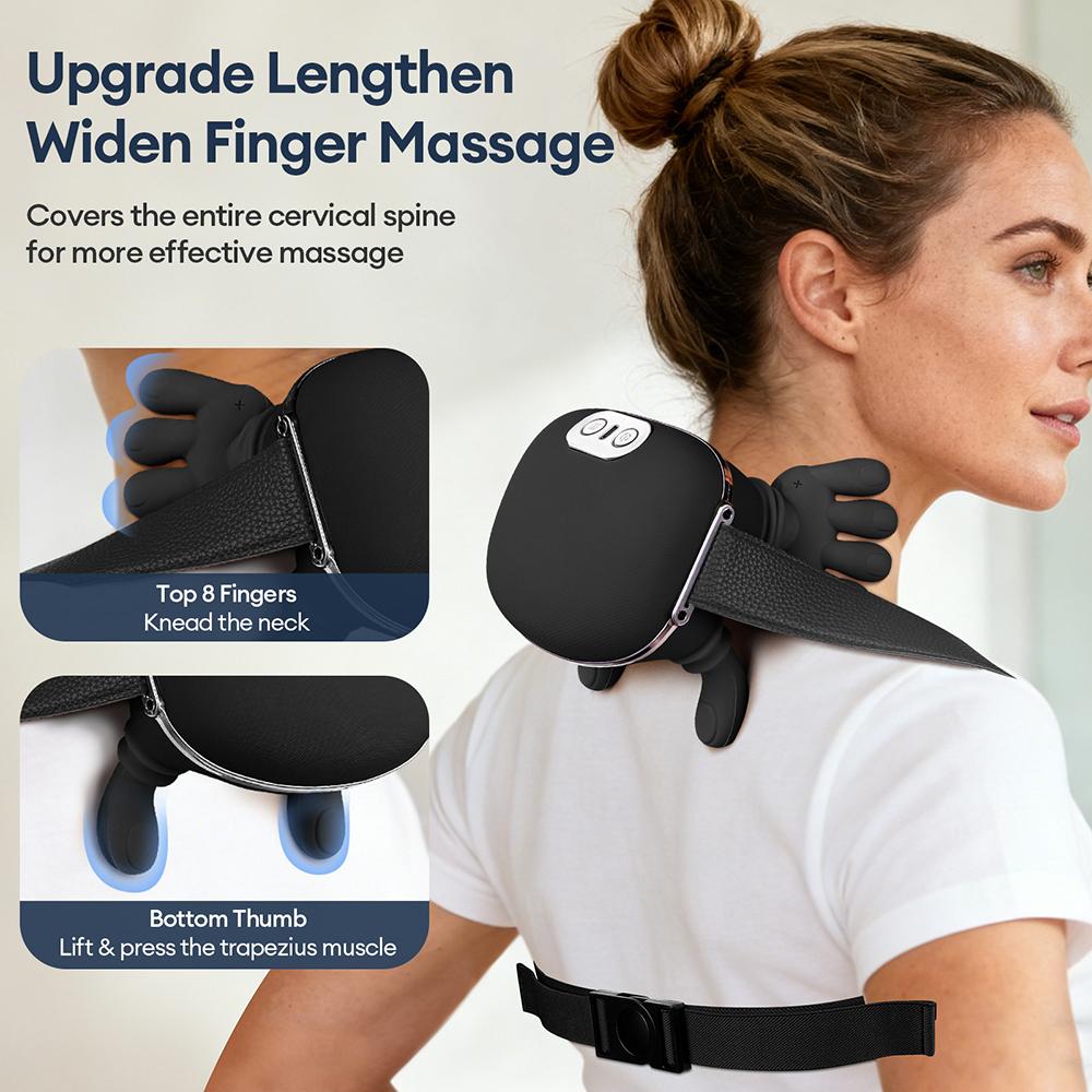 Black Bionic Finger Neck Shoulder Massager Neck Cervical Trapezius Kneading Massage Shawl Bionic Hand Silicone Neck Masajeador