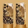 Löwe Leopard Muster Gold Metallic Lack Glas Handyhülle Für iPhone 17 Pro Max 16 15 14 13 12 11 Pro 15 14 Plus 17 Air 16E Hülle